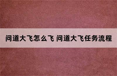 问道大飞怎么飞 问道大飞任务流程